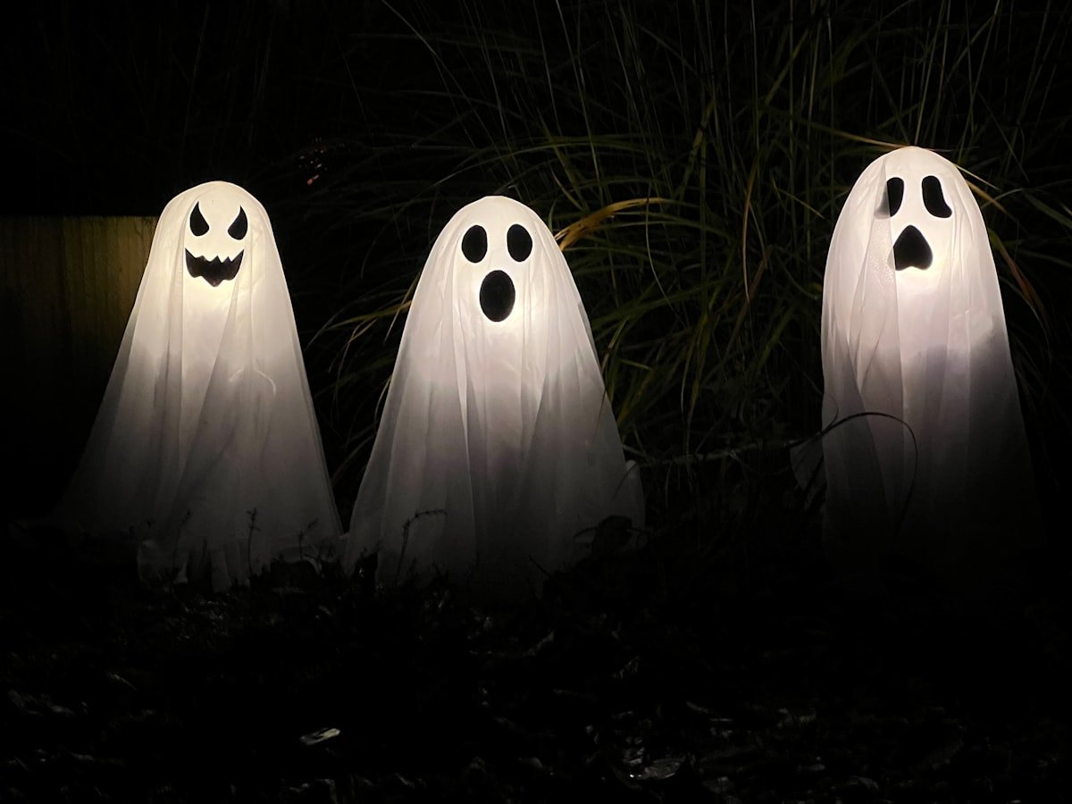 Cute glowing white ghost decorations