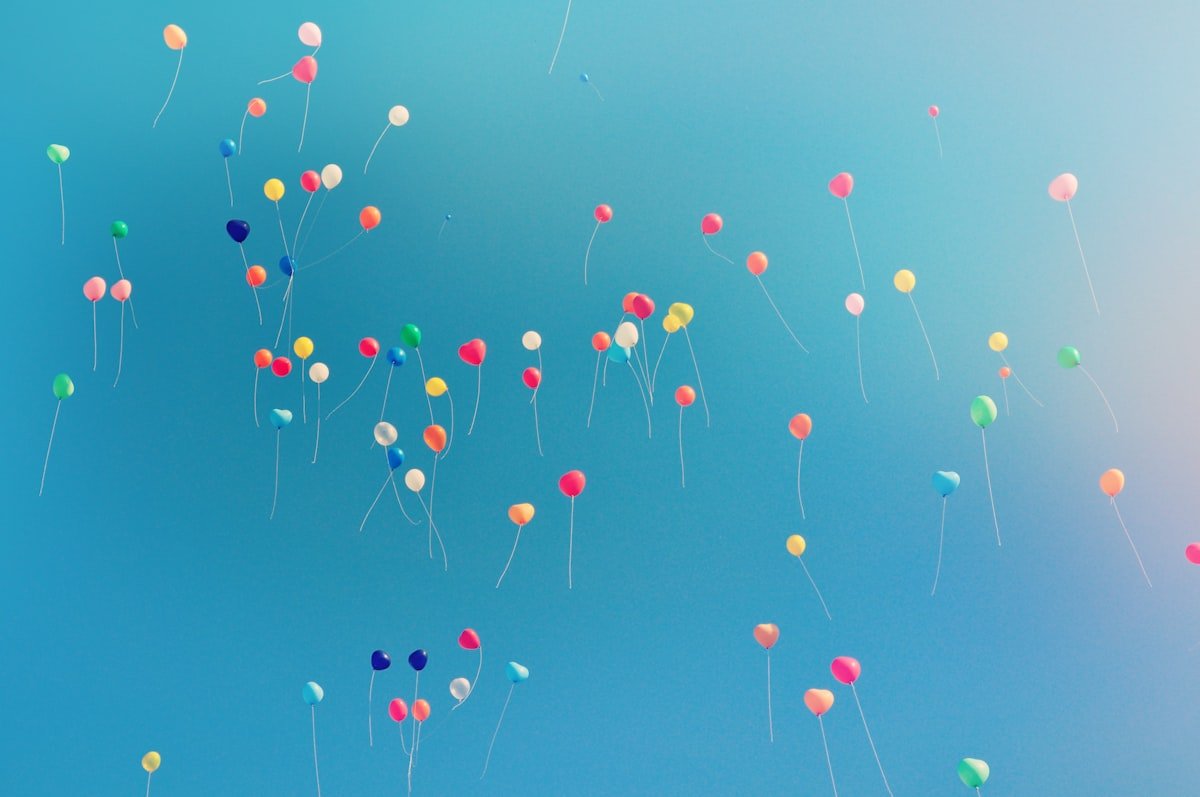 Colorful balloons floating for a birthday party