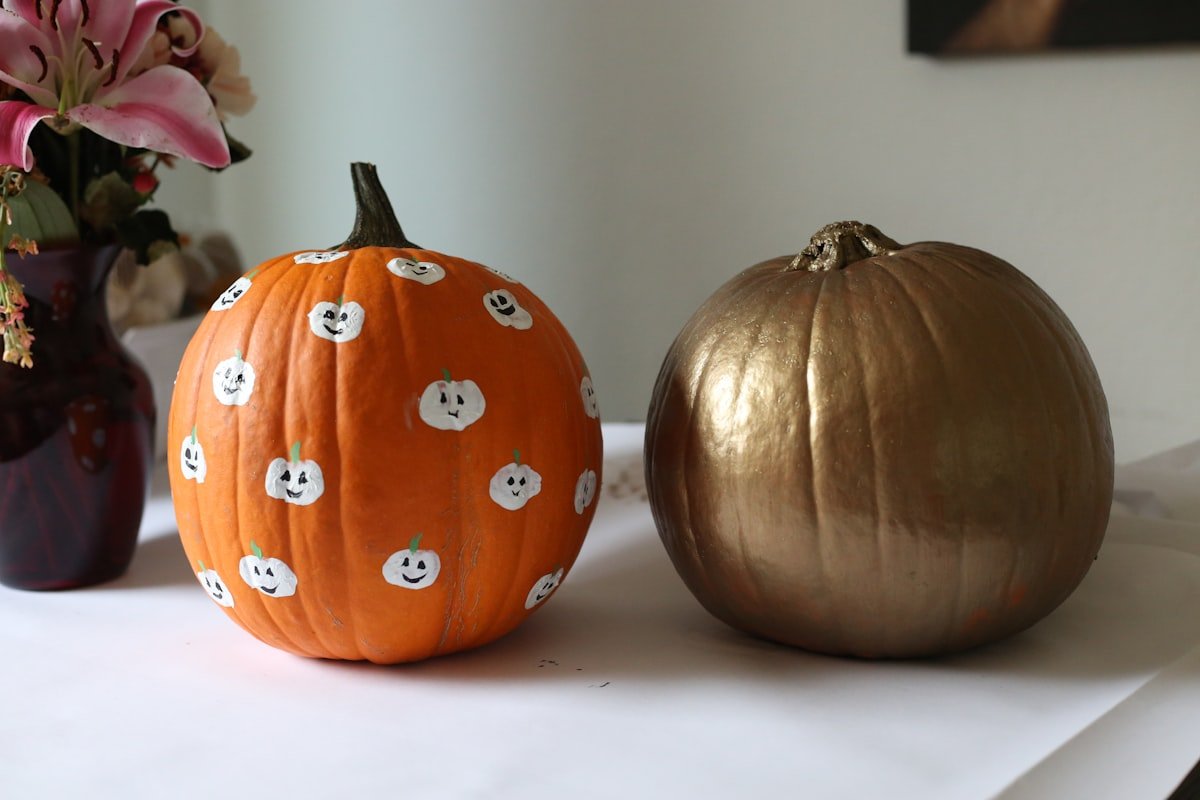 No-carve pumpkins decorated with cute painted faces