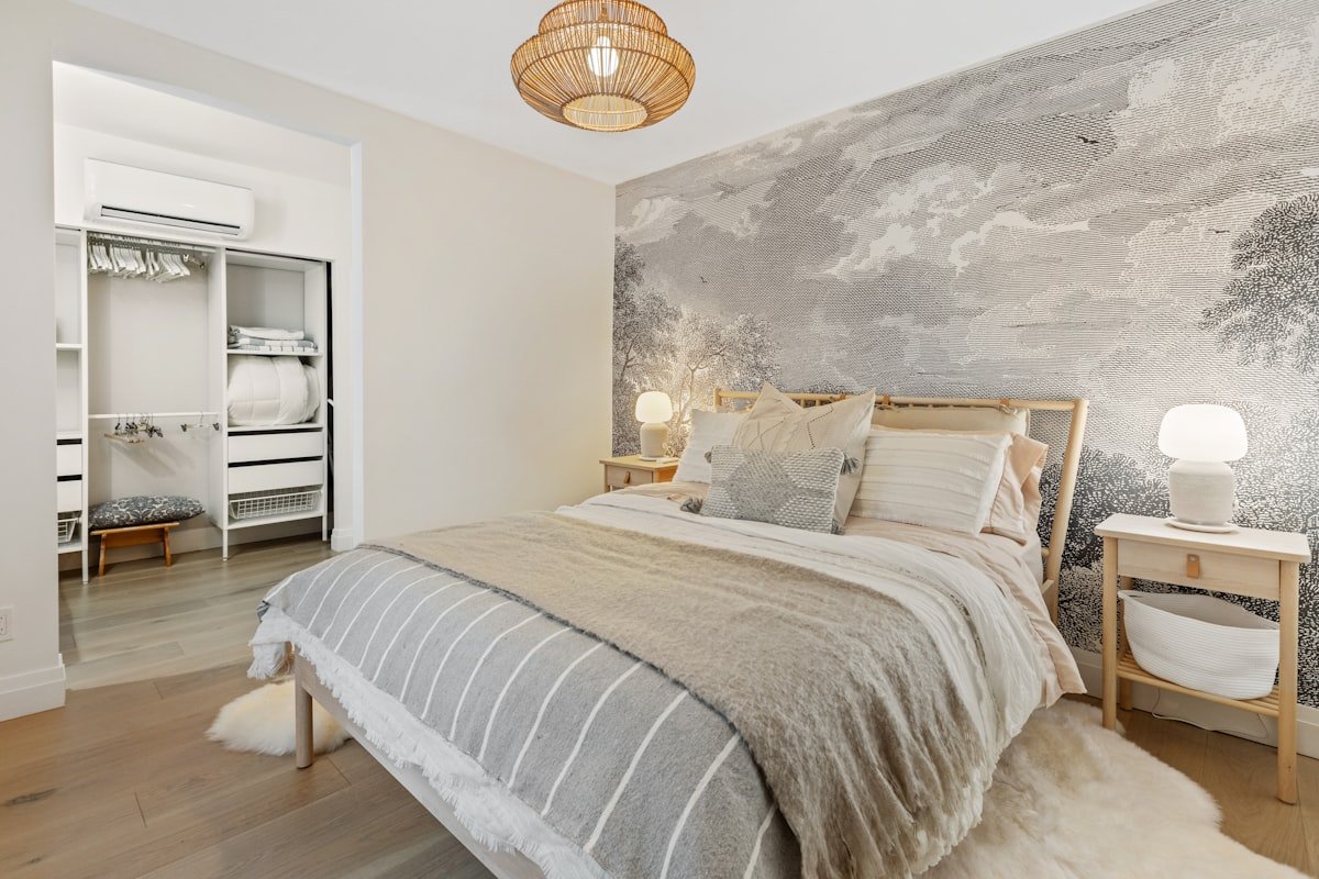 Bedroom accent wall transformed with peel-and-stick wallpaper