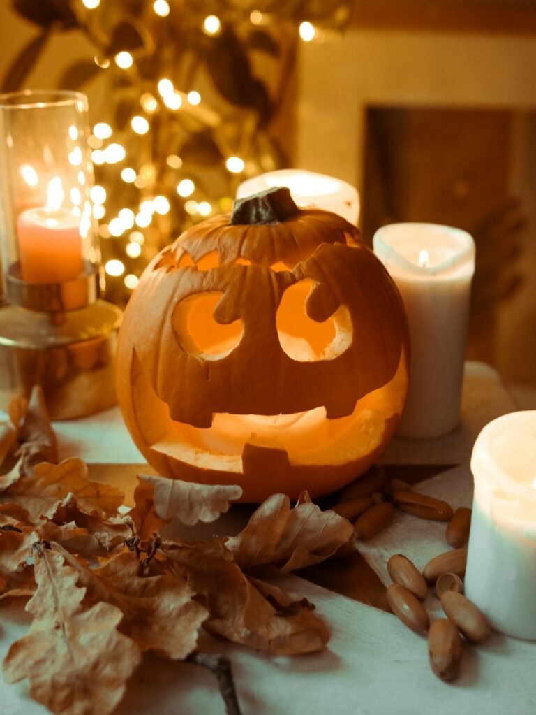 Cute glowing jack-o-lantern Halloween decor